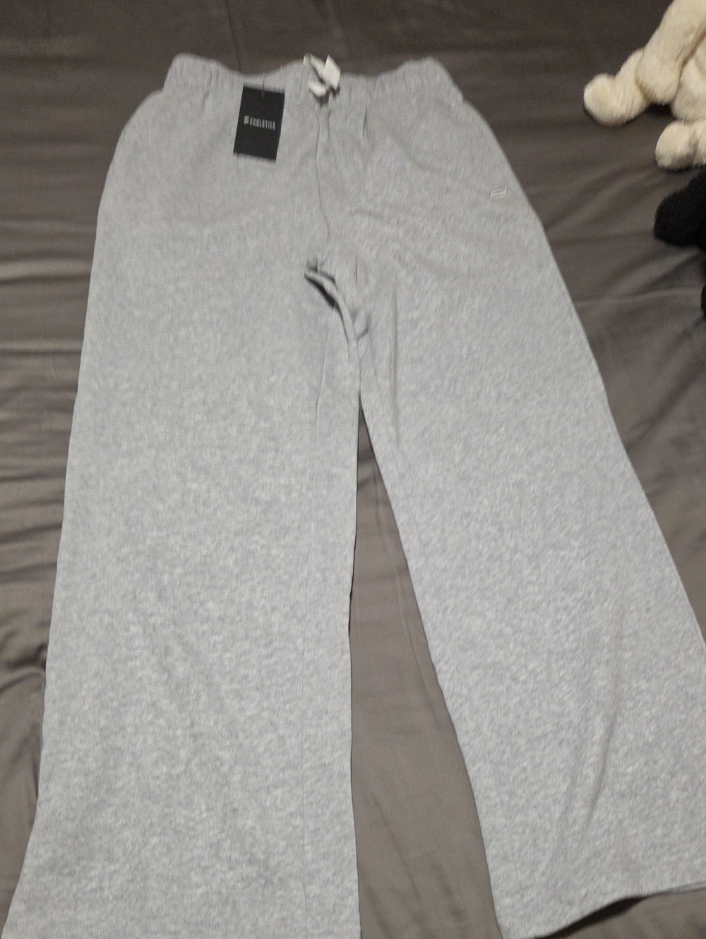 Fabletics ÇLight Gray Wide-Leg Light Weight Sweatpants
